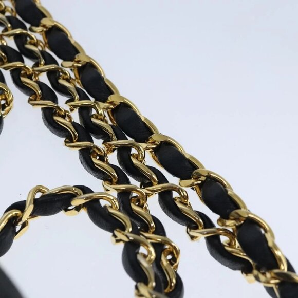 CHANEL Matelasse Chain Shoulder Bag Lamb Skin Black Gold CC Auth - Picture 11 of 15